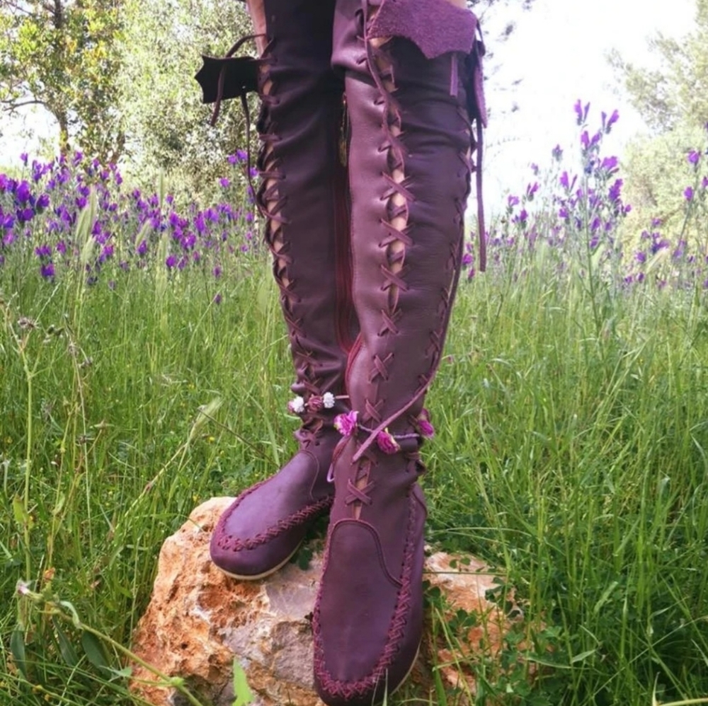 Gipsy Dharma Plum Boots (Over the Knee)